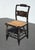 Vintage L. Hitchcock French Country Black Turtle Back Rush Seat Chair Stenciled For Sale - Image 4 of 17