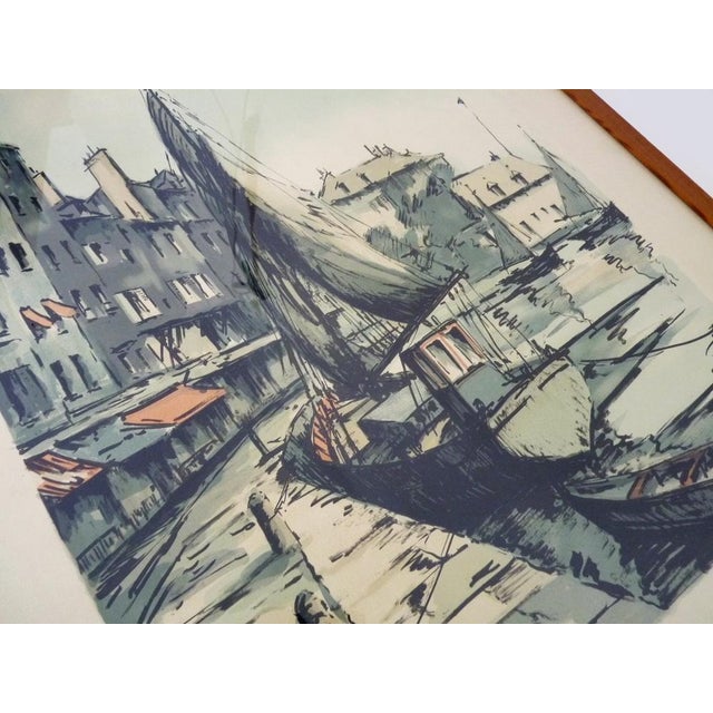 Jean Pierre Laurent, The Port of Honfleur, Lithograph, 1970s For Sale - Image 4 of 9