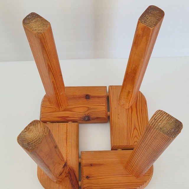 Vintage Swedish Scandinavian Stool in Pine by Olof Ottelin for Finnsauna, 1950 For Sale - Image 6 of 14