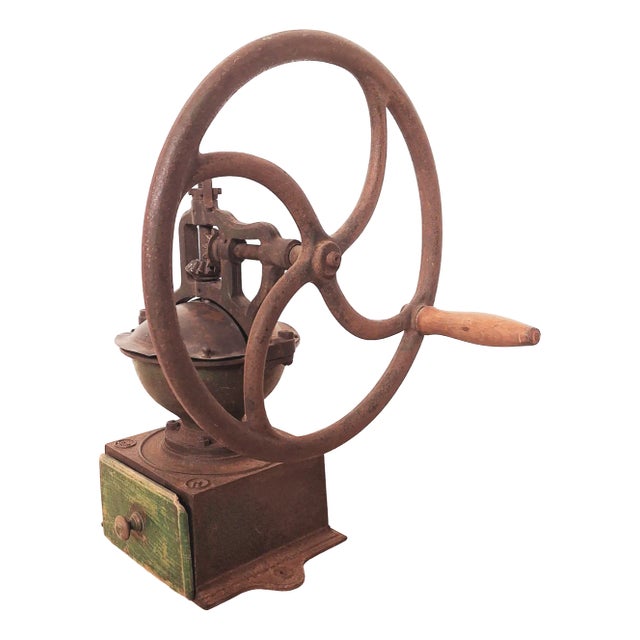 Flywheel Coffee Grinder in Cast Iron, 1850-1880 For Sale