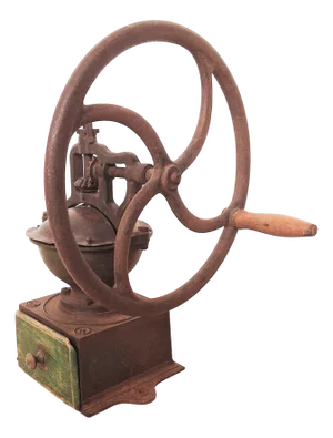 Flywheel Coffee Grinder in Cast Iron, 1850-1880