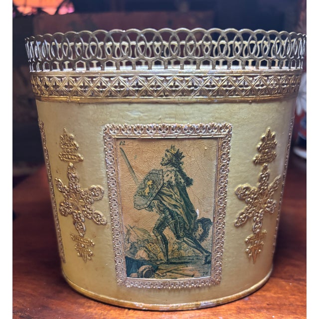 This is an authentic mid-19th-century French Toleware Cachepot, dating to approximately 1840-1870, executed in the...