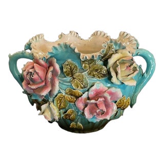 Large Majolica Jardiniere Circa 1900 For Sale