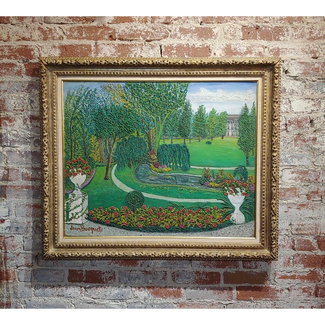 1940s Vintage Jean Busquets Garden Landscape Oil Painting Chairish