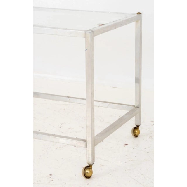 Postmodern Glass and Chrome Bar Cart For Sale - Image 4 of 5