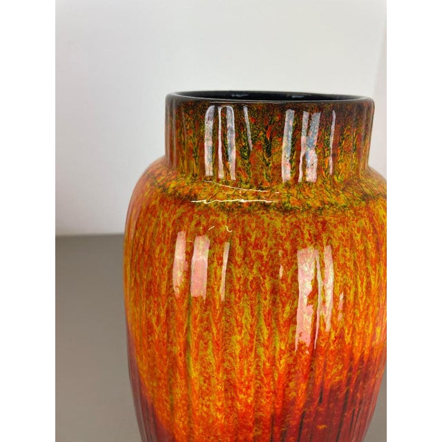 Large Pottery Fat Lava Supercolor Floor Vase attributed to Scheurich, 1970s For Sale - Image 9 of 18