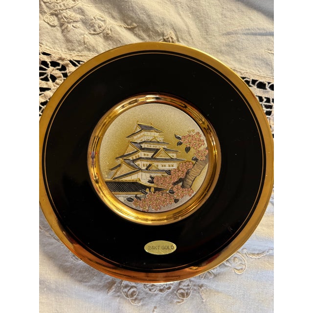 Japanese Mid 20th Century Chokin Gold Edged Plate For Sale - Image 3 of 9