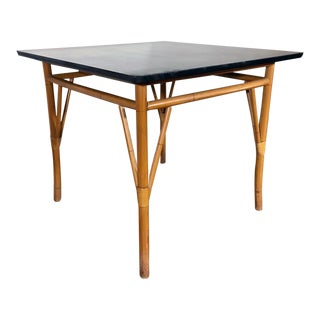 1940s Faux Bamboo Square Lacquered Dining Table For Sale