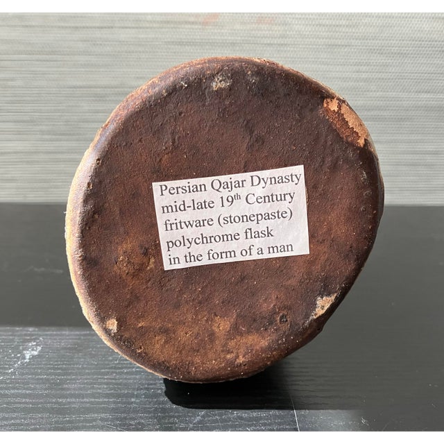 Mid–Late 19th Century Persian Qajar Dynasty Polychrome Fritware Figural Flask For Sale - Image 12 of 12