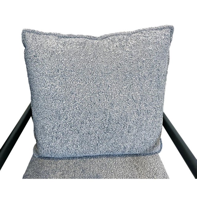 Sky Blue Grey Blue Sherpa Pillow Chair For Sale - Image 8 of 9