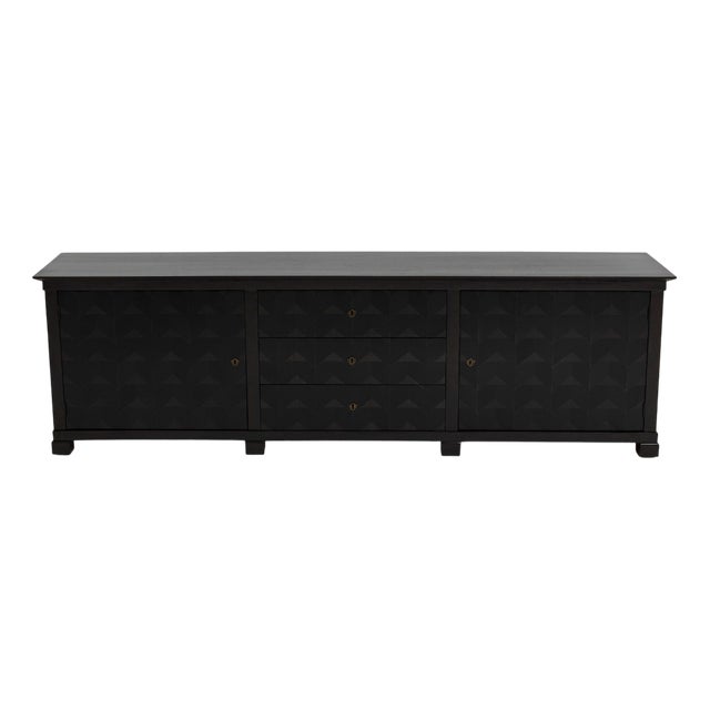 Brutalist Dark Oak Craftsmanship Sideboard with Brass Accents, Germany, 1960s For Sale