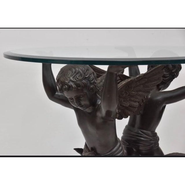 Ebony 1970s Bronze Cherub Foyer Table For Sale - Image 8 of 10