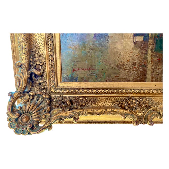 Very Large Oil Painting of 19th C Parisian Boulevard in Gilt Frame by French Artist E. R. Penck For Sale - Image 4 of 4