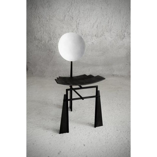 Tsukimi Chair Japanese Moon Celebration in Metal and Wood by Frederic Gaillard For Sale - Image 4 of 8