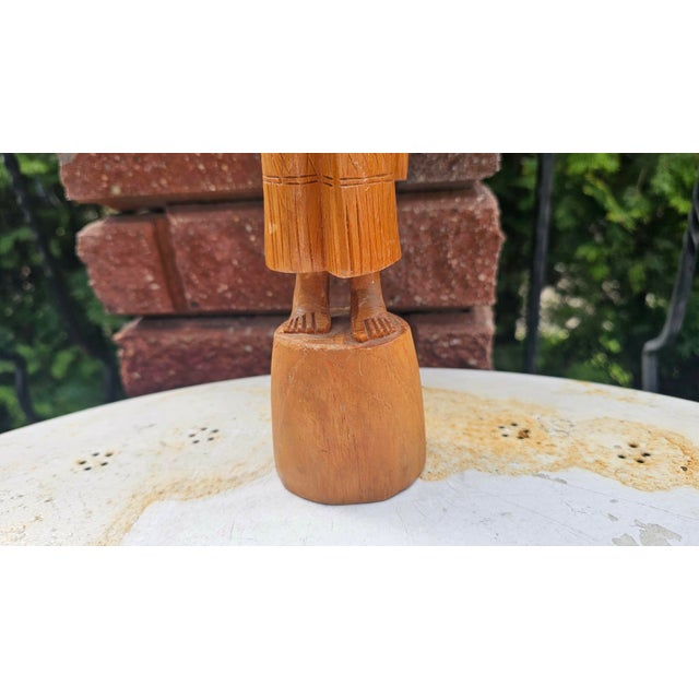 Vintage Wooden Carved Thai Woman Wai, 1970s For Sale - Image 4 of 13