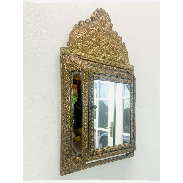 Vintage Embossed Brass Mirror Cabinet, 1950s For Sale - Image 9 of 17