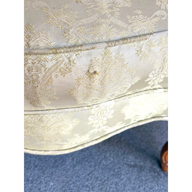 1950s 1950s Yellow Silk Damask Slipper Chair For Sale - Image 5 of 6