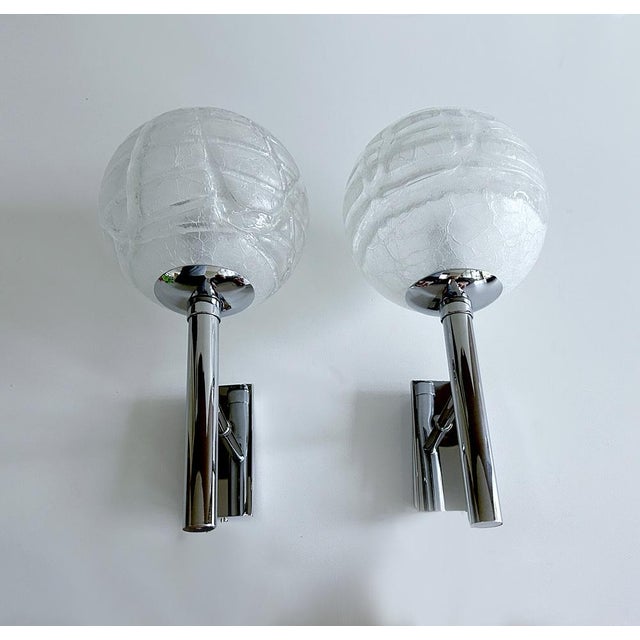 Silver Vintage Space Age Glass Sconces from Doria, 1960s, Set of 2 For Sale - Image 8 of 14