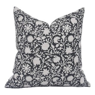 Fabdivine Artistic Cushion Cover 16x16 Inch Floral Prints on Pure Linen- Chakri For Sale