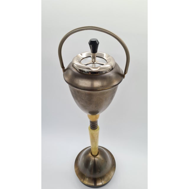 1960s Standing Ashtray in Beige Onyx and Bronze Metal, Austria, 1960s For Sale - Image 5 of 8