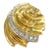 Vintage 14K yellow gold earrings featuring a sea shell design accented with a swirl of brilliant-cut white diamonds. Post...