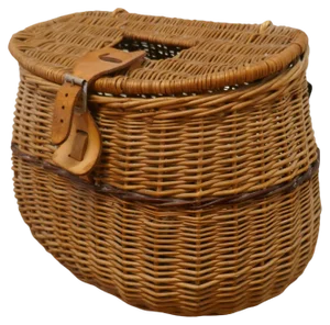 Vintage Victorian Oval Wicker Fishing Creel, 1900