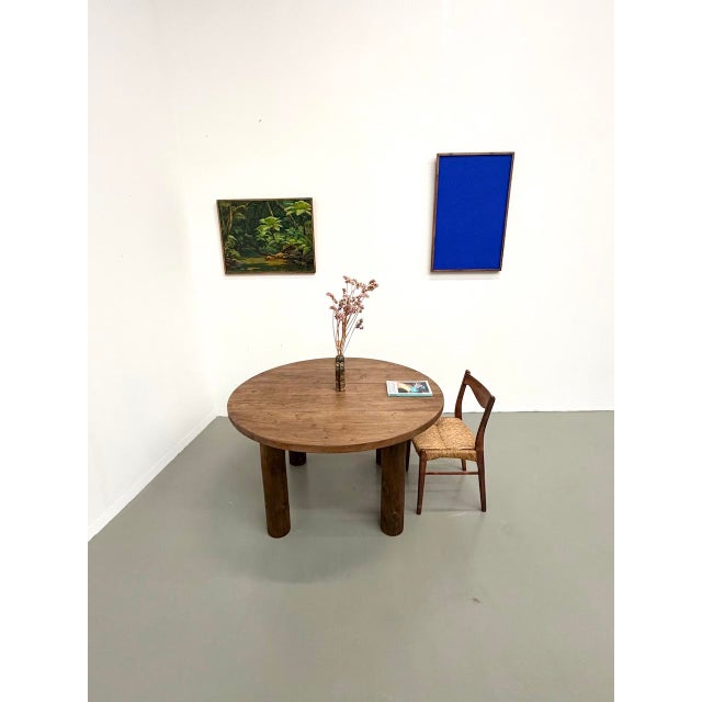 Constructivist Round Table in Walnut, 1950s For Sale - Image 6 of 18