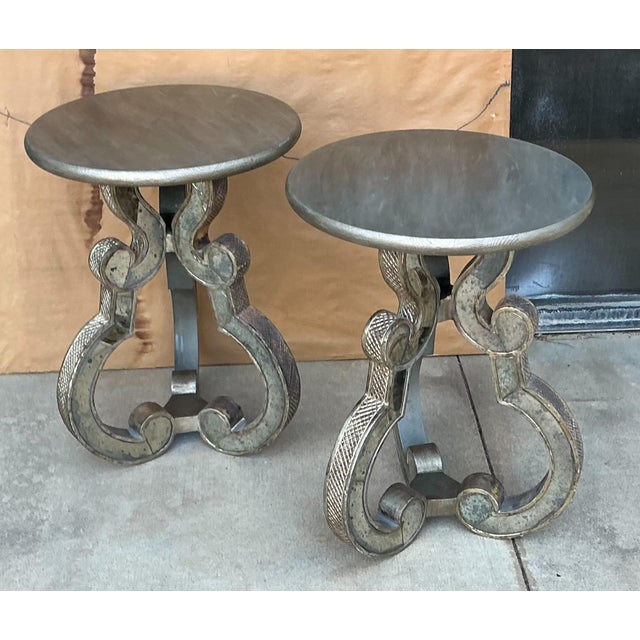 Italian Palladio Mirror & Silver Gilt Neoclassical Side Tables - Pair For Sale In Atlanta - Image 6 of 7
