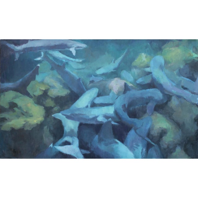 2010s Underwater Ocean Scene, Oversized Oil Painting by Michelle Farro For Sale - Image 5 of 5