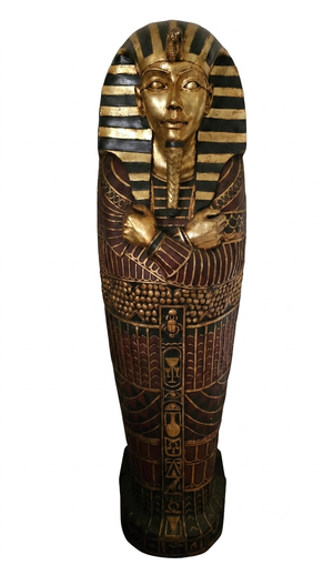 Vintage Life Size Sarcophagus Cabinet 76” Egyptian Pharaoh King Tut