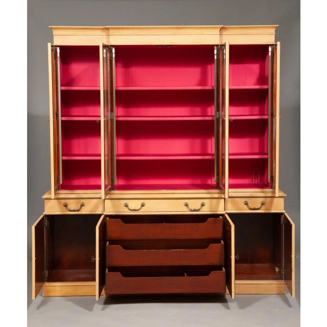 Hand-Painted & Decorated Front Neoclassical Style Breakfront Secretary Bookcase For Sale - Image 10 of 11