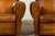 1920s French Art Deco Scalloped Back Cognac Leather Club Chairs – A Pair For Sale - Image 11 of 18