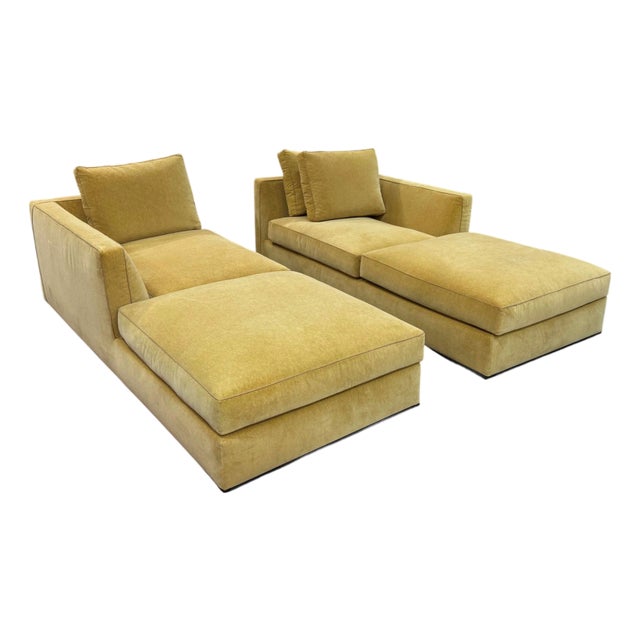 B&B Italia Richard Sofas in Gold Velvet, Designed by Antonio Citterio, a Pair For Sale
