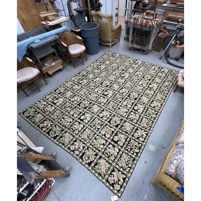 American Folk Art Hand Sewn Canvas Backed Rug / Tapestry, Floral Pattern #2 (Larger) For Sale - Image 4 of 18