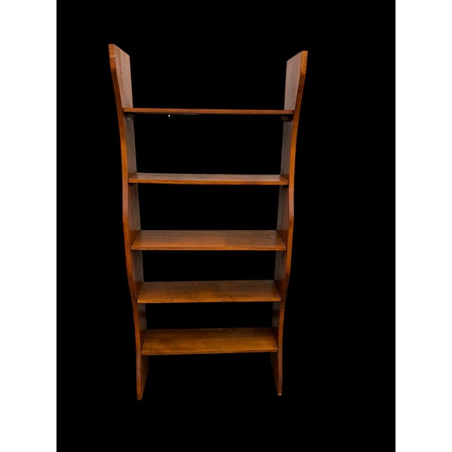 Vintage solid wood shelf from the 1950s/60s with metal support on the back for wall mounting