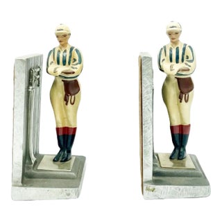 Pair Vintage Kentucky Tavern Creations Equestrian Jockey Bookends For Sale