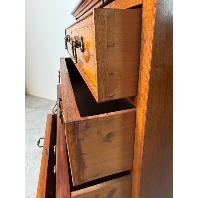 Brown Vintage Georgian Campaign-Style Mahogany 4-Drawer Chest With Pull-Out Writing Tray For Sale - Image 8 of 12