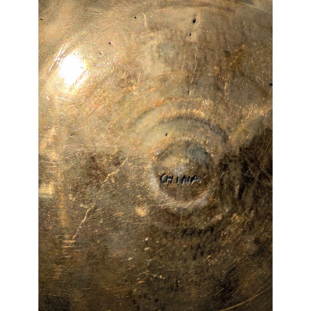 1920s A Large Antique Chinese Hand-Made Brass Charger With "China" Mark (10 Inches) For Sale - Image 5 of 5