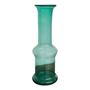 Large Mid-Century Handblown Glass Turquoise Long Floor or Table Vase by Blenko