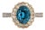 4.1Ct Blue Zircon Ring With Diamond Accents: Solid 14k Dual Gold, Oval 9x7mm, Size 6.75 For Sale