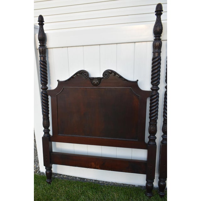 Antique Pair of Carved Mahogany Twin Size Federal Style Headboards