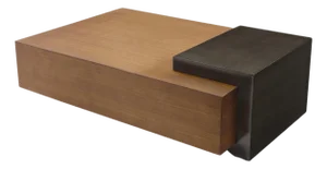 Modern Greg Sheres Style Walnut and Bronze Cocktail Table