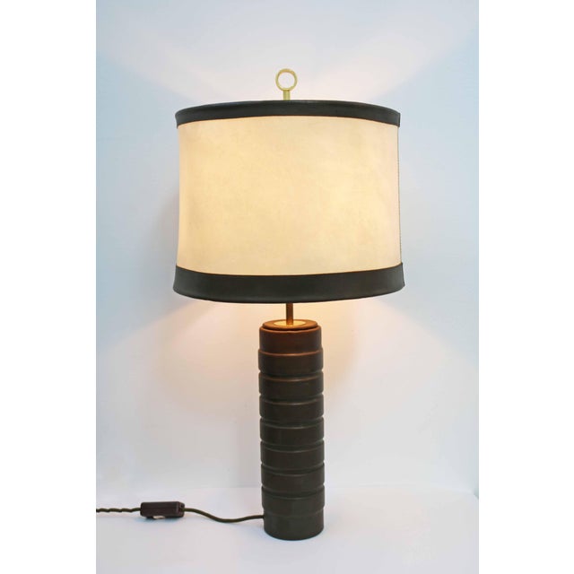 Xl charlotte waver table lamp leather / parchment / brass very large charlotte waver table lamp or floor lamp this...