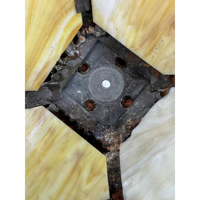 1940s 1940s Vintage Square Slag Lamp With Rustic Scene For Sale - Image 5 of 12