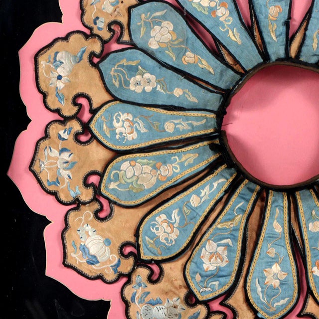 Early 19th Century Framed Antique Chinese Embroidered Silk Collar Qing Dynasty Textile Art For Sale - Image 5 of 12
