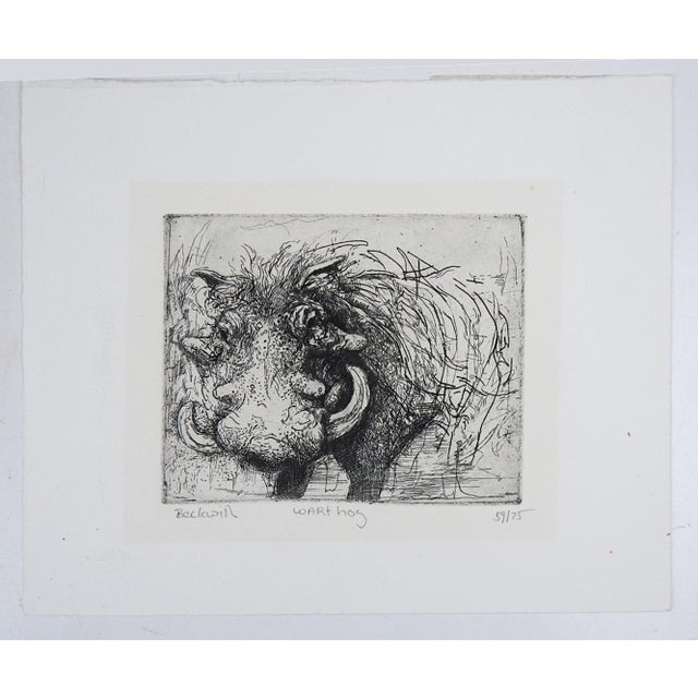Rustic Contemporary Wart Hog Etching For Sale - Image 3 of 3