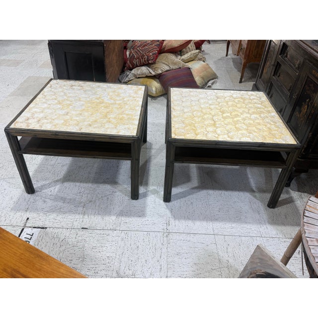 Taupe Pair of Bamboo Shell Tables For Sale - Image 8 of 8