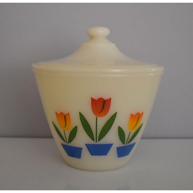 Vintage 1940s Fire King Tulip Grease Jar / Bowl W Lid Chairish