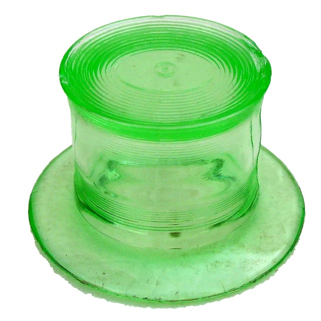 Mid-Century Modern Vintage Green Glass Hat Match Striker / Pyrogene For Sale - Image 3 of 5