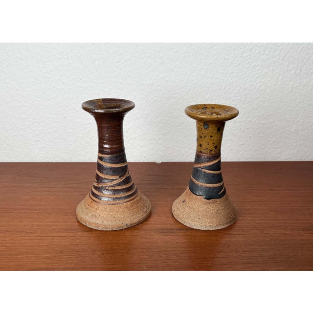 Mid-Century Modern Danish Studio Pottery Candleholders by Tue Poulsen for Tue Keramik, 1960s, Set of 2 For Sale - Image 11 of 18
